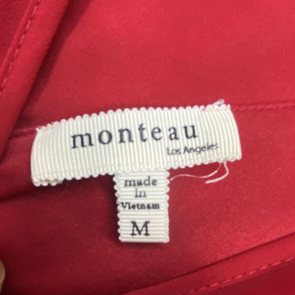 Monteau Red Sleeveless V-Neck Top Blouse Crisscross Back Detail Womens Size M - Picture 5 of 10